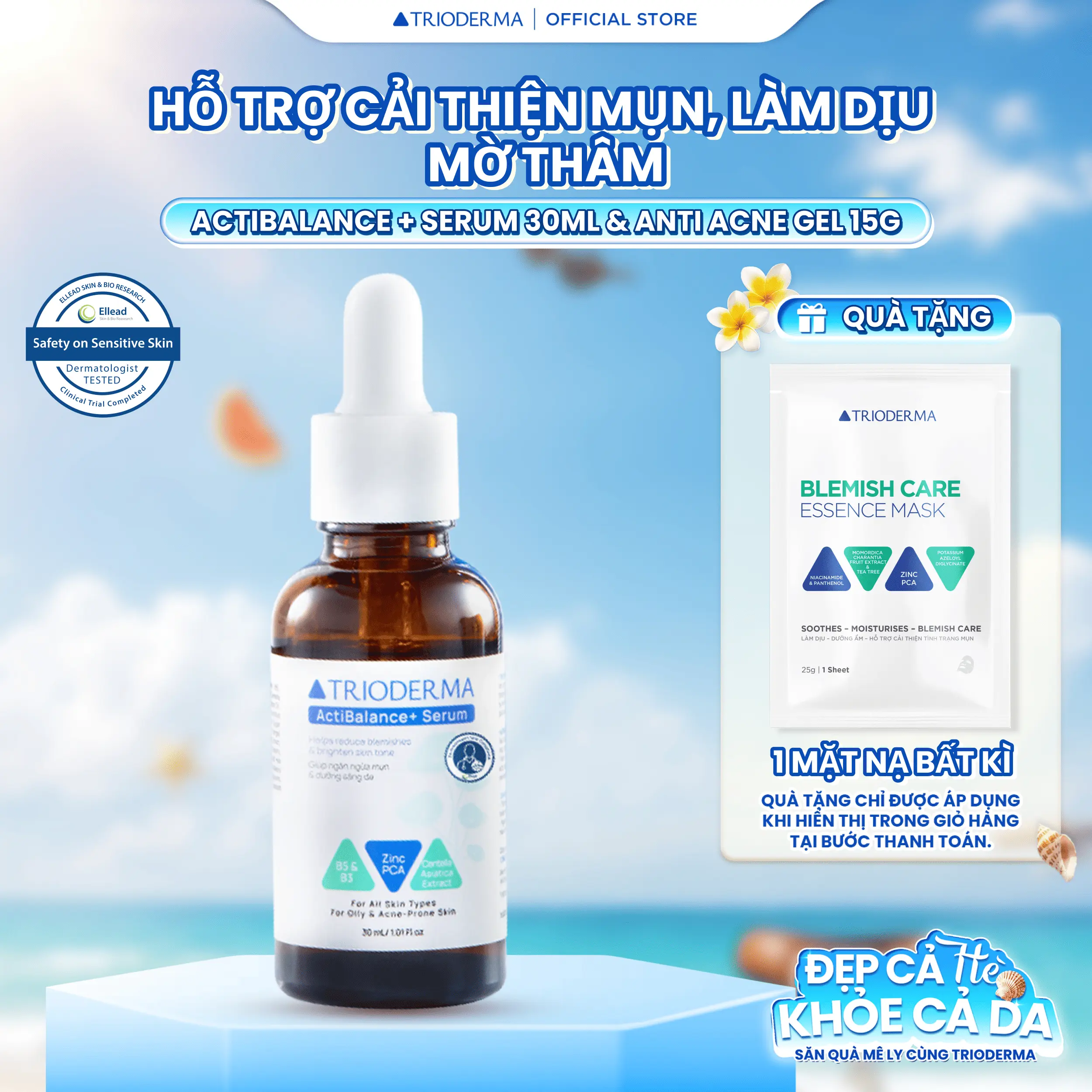 Serum Trioderma ActiBalance+ 30ml Hỗ trợ cải thiện mụn làm dịu mờ thâm & dưỡng sáng da