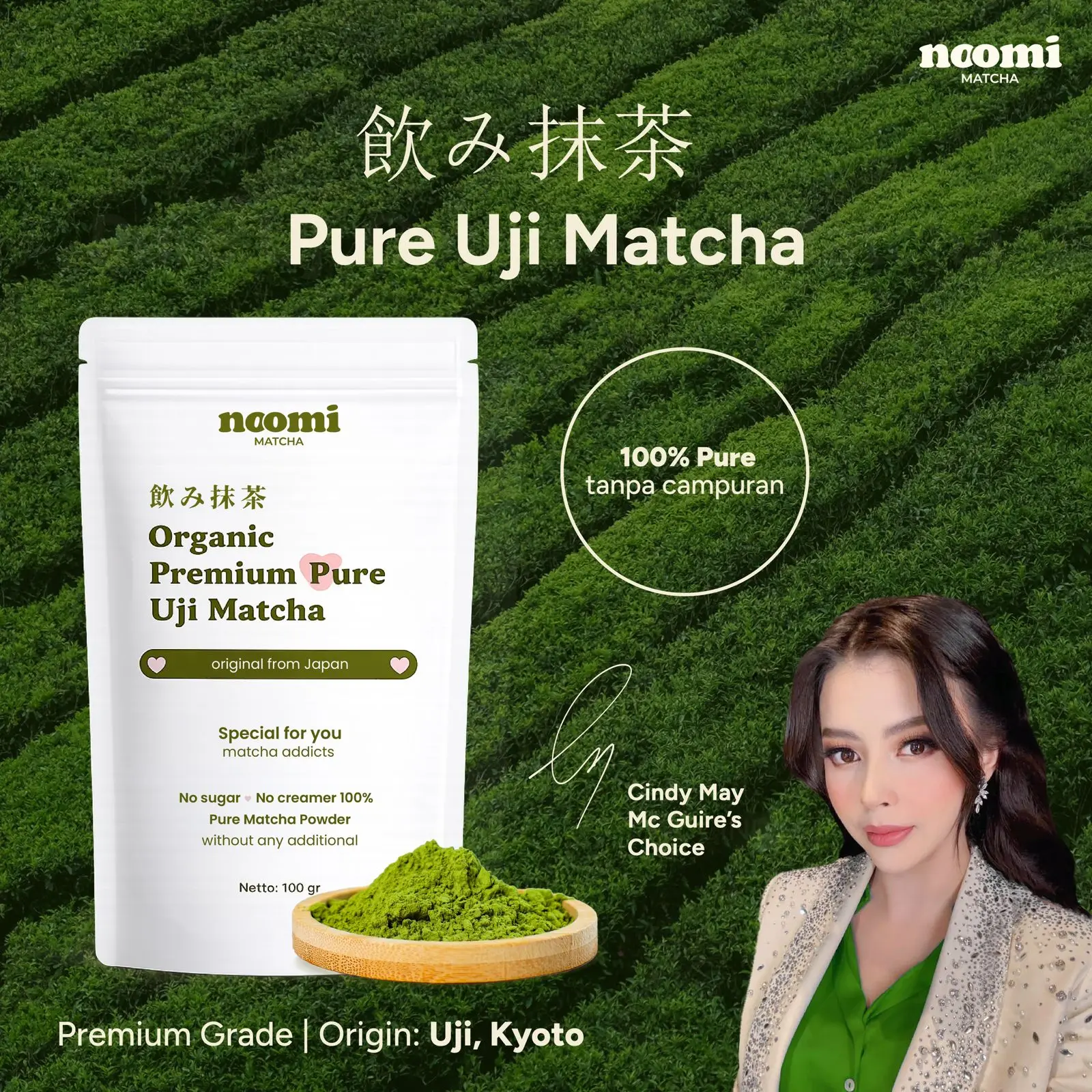 Noomimatcha Pure Matcha Powder Premium Grade 100gr | 100% Pure Matcha no Additional Bubuk Matcha