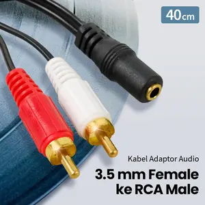 Kabel Adaptor Audio 3.5mm Female ke RCA Male HiFi 40cm