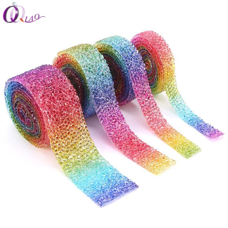 QIAO Rainbow Rhinestones Tape Trim Hot Fix Strass Crystal Trim - TikTok ...