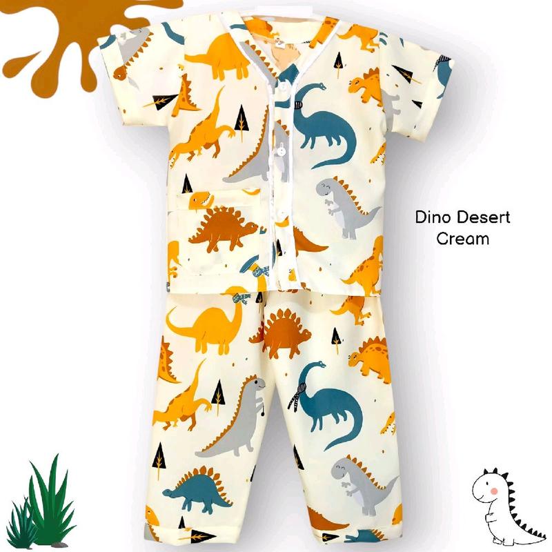 setelan baju piyama anak laki-laki motif dino motif trendy untuk umur 1-12 thun  Celana panjang model tanpa kerah piyama labu labu anak laki-laki 0