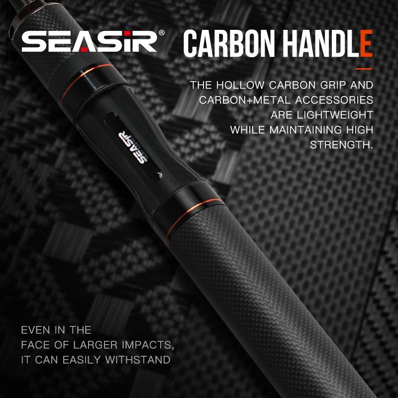 Cần Câu Cá Mũi Tên Màu Đen, SEASIR, Vòng Dẫn Hướng FUJI O Carbon 1.5M BFS Siêu Nhẹ 76G Trọng Lượng Mồi 0.8-10G Núm Âm Thanh Cần Câu Cá 5