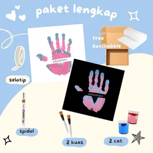 (FREE BOX&BUBBLE]PAKET LENGKAP DIY HAND PAINTING KIT CAP TANGAN KANVAS COUPLE