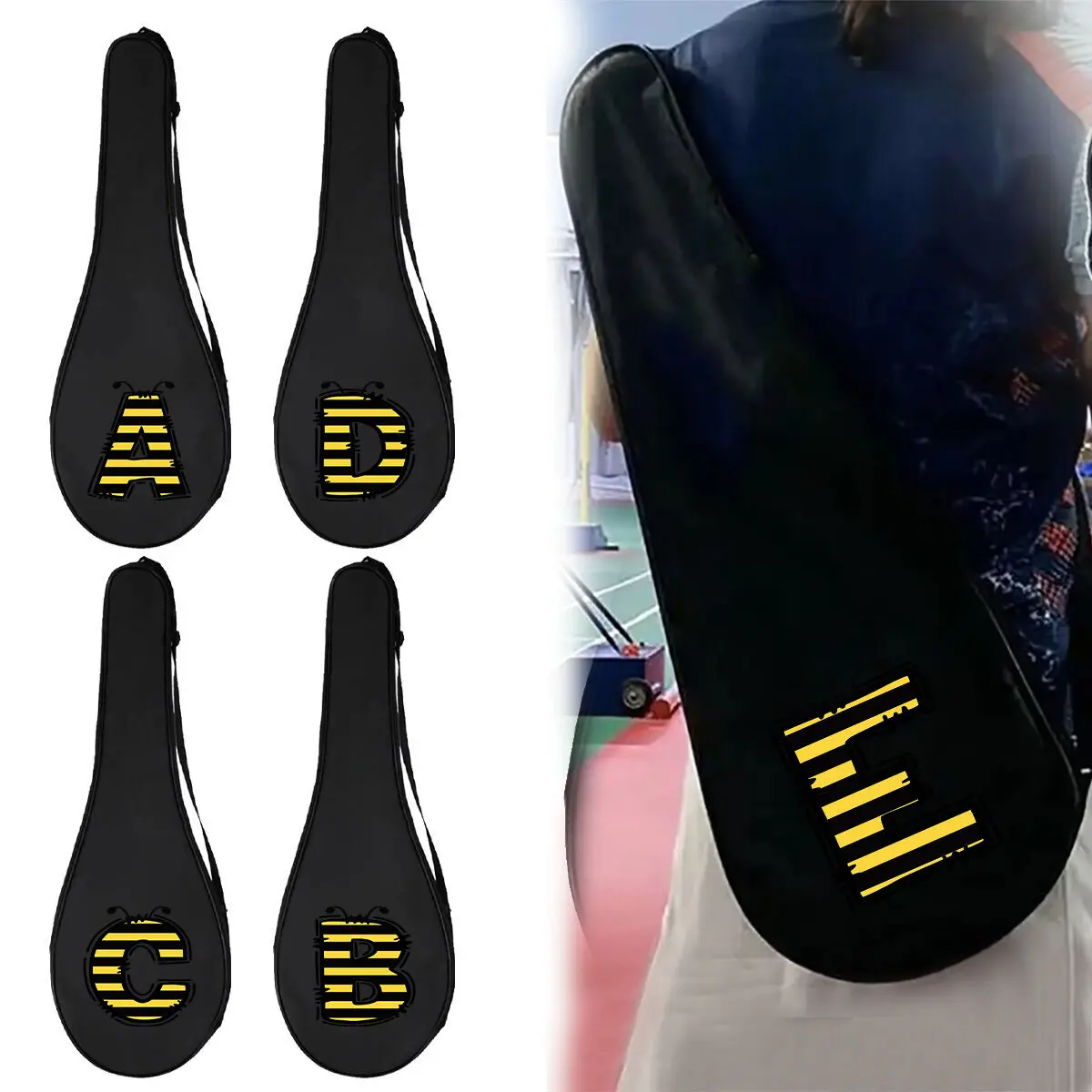 Tas raket bulu tangkis Badminton Racket Bag Waterproof  Shoulder Bag Single  Lightweight Cover Bag  Racket Bag BeeAlpha series