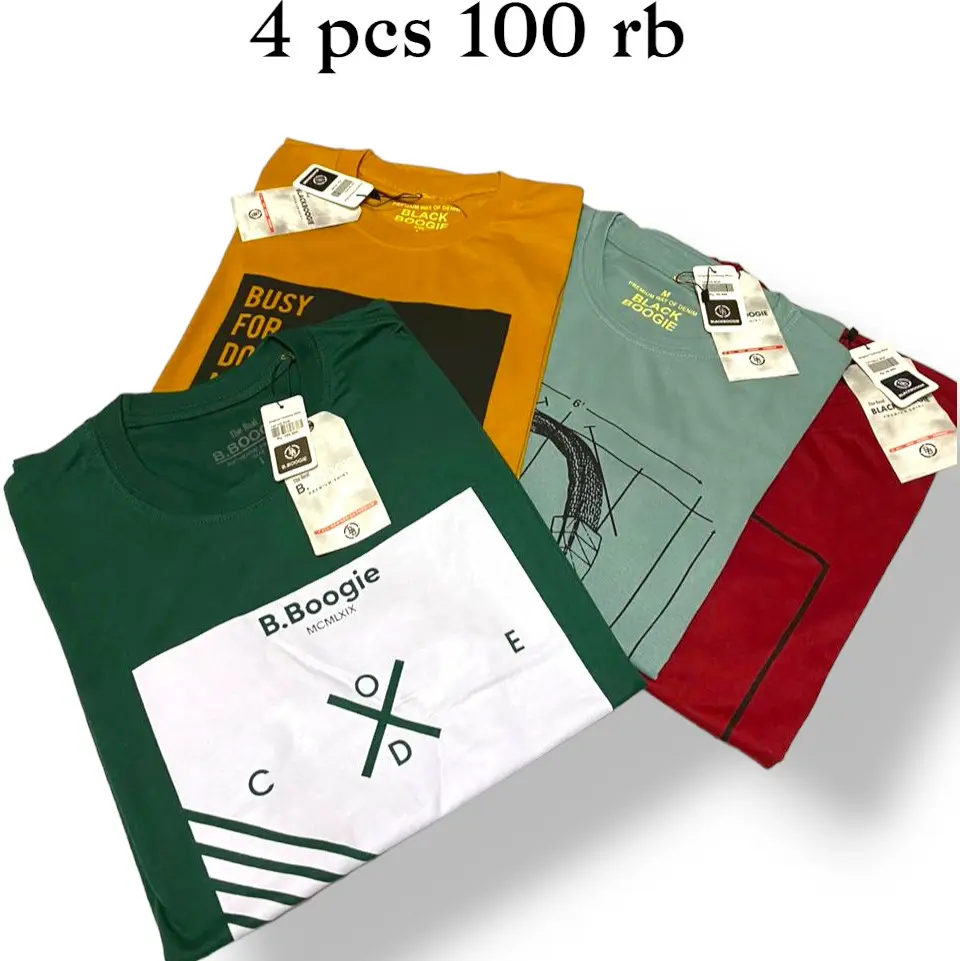 PAKET HEMAT ISI 4 KAOS NVD KAOS CAMPUR MEREK 100 RIBU , BAHAN SEMI KATUN,SIZE M,L,XL,XXL,XXXL,  KAOS PRIO DISTRO, KAOS LENGAN PENDEK. BAJU PRIA,CAMPUR MEREK Motif Keren