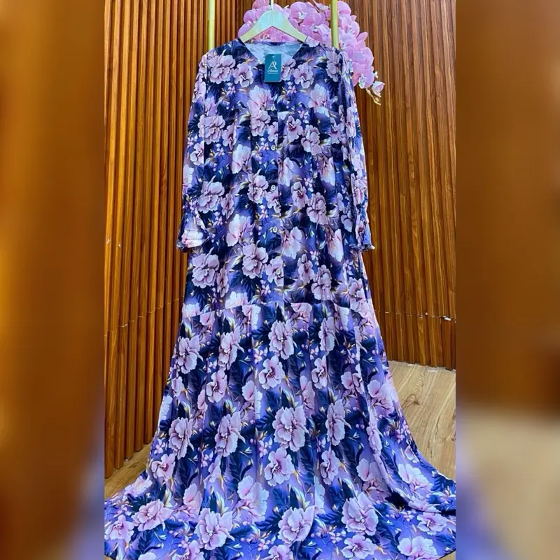 Gamis viral smok lavender