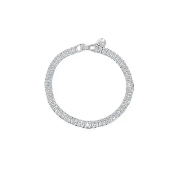 Chomel "Emerald Cut" Cubic Zirconia Rhodium Bracelet