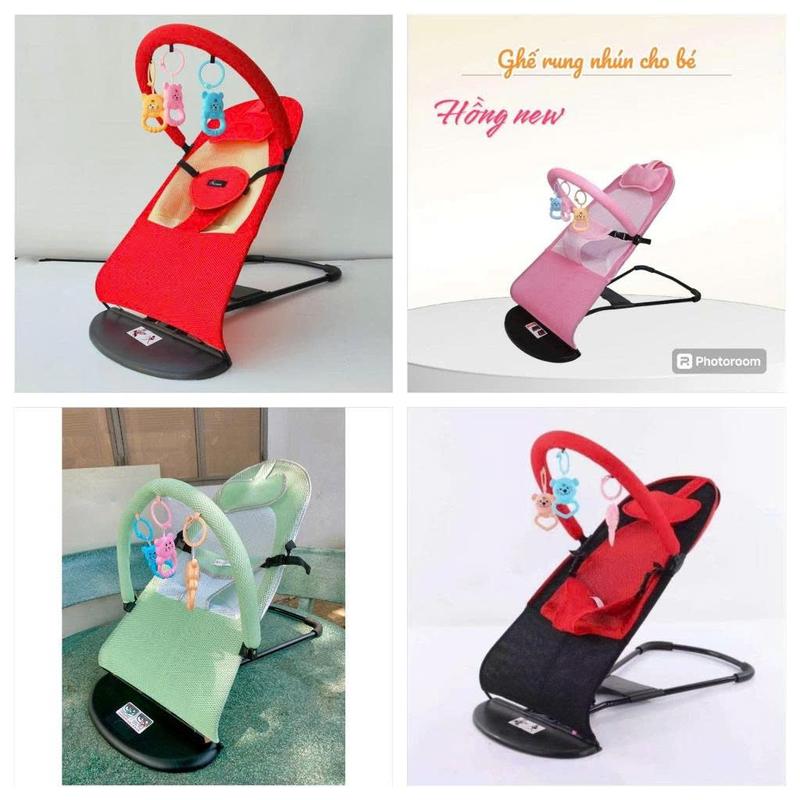 Ghế Rung Nhún Loại 1 Đa Năng Có Lưới Thoáng Khí Đủ Màu Dành Cho Bé Từ 2 Tháng Tuổi Nằm Chơi Kèm Đồ Chơi Kem Voi