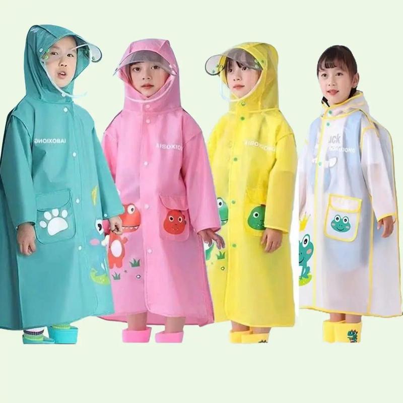 Áo mưa trẻ em dáng xuông chất liệu eva mềm chống thấm nước có kính chắn mưa size cho bé từ mẫu giáo-trung học