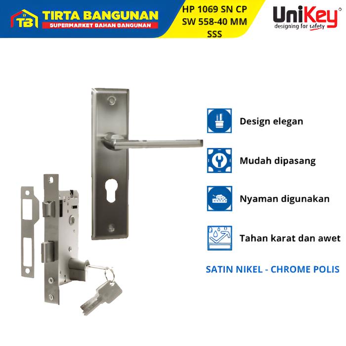 Gambar UNIKEY HP 1069 MED HANDLE SET MEDIUM SN/CP / KUNCI PINTU SET MEDIUM dari Tirta Bangunan Kota Depok Tokopedia