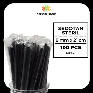 SBC - Sedotan Oxo Hitam Steril | Sedotan Minuman 8mm isi 100 pcs | Sedotan minuman isi 100pcs | Sedotan Minuman Kekinian