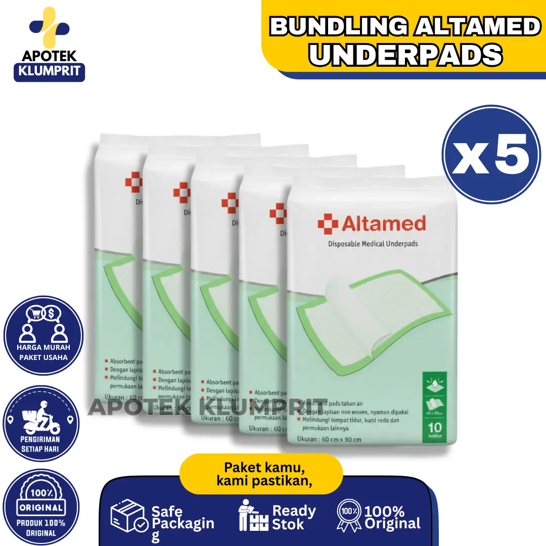 Altamed Underpads 60x90 Cm Paket Reseller Bundling Hemat (Pack Isi 10pcs) Waterproof Digunakan Untuk Menyerap Cairan Dari Tubuh Untuk Mencegah Kebocoran Diatas Tempat Tidur Dan Melindungi Permukaan Kulit Anti Bocor