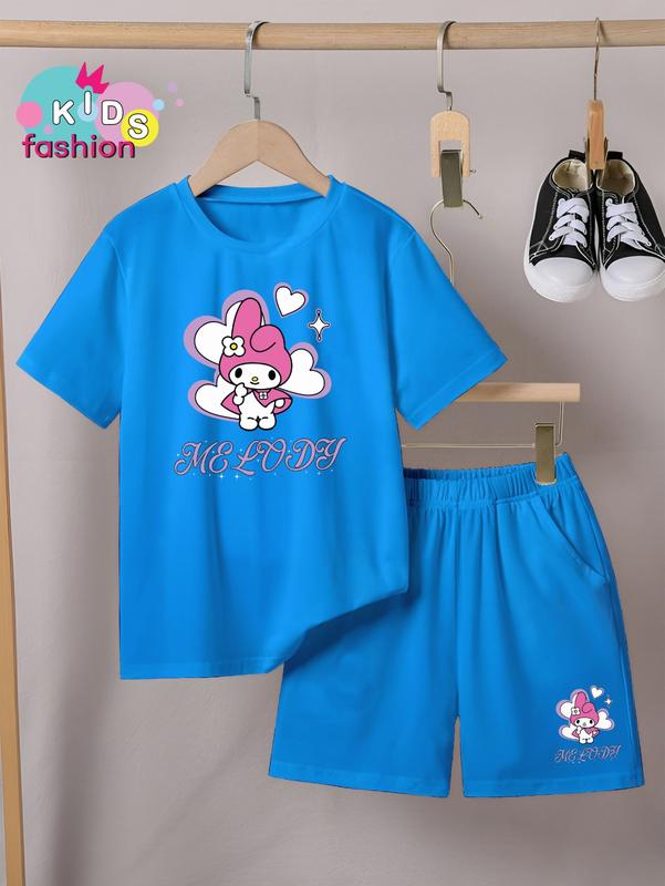 Setelan Anak Laki-laki / Perempuan dan Celana Pendek Ukuran 3-10thn Motif Melo Love Fashion 2