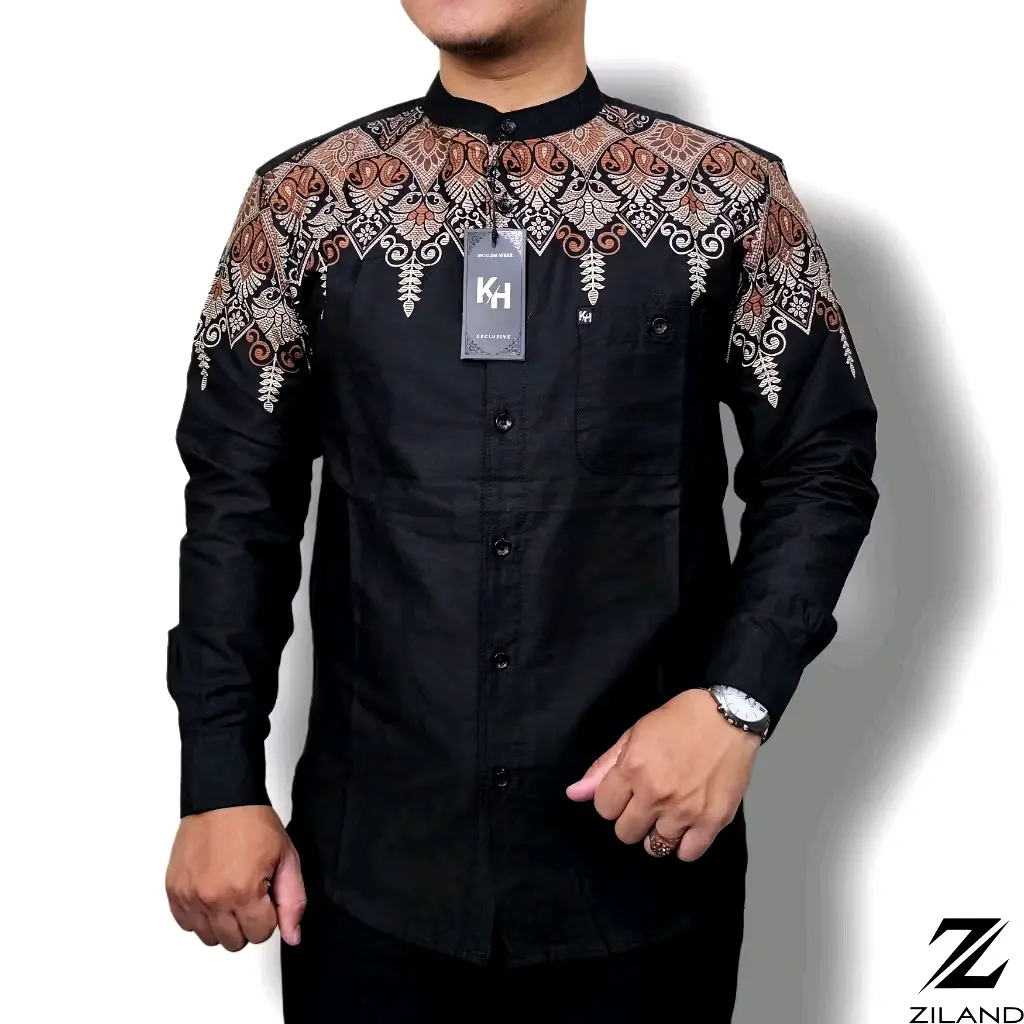 KH 001 Kemko Dewasa KH Kemeja Koko Pria Lengan Panjang Katun Batik High Quality