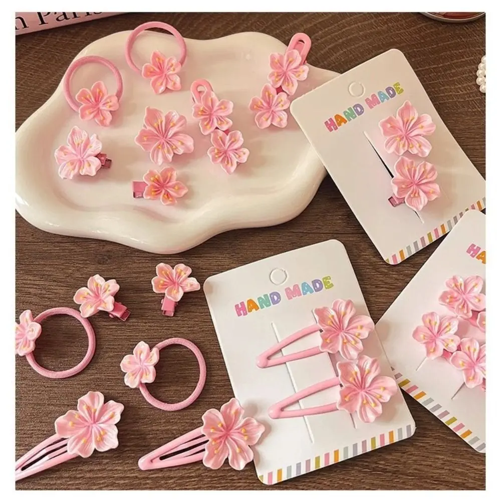 2/5PCS New Resin Hair Clip Mini Cherry Blossom Sweet Fairy Hairpins Sweet Headwear Girls
