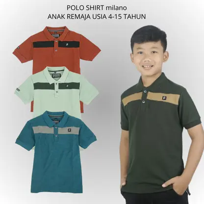 COVLEOS | kaos polo shirt anak milano combinasi warna untuk usia 4-15 tahun bahan lacost cvc24s | MUMAYIZ