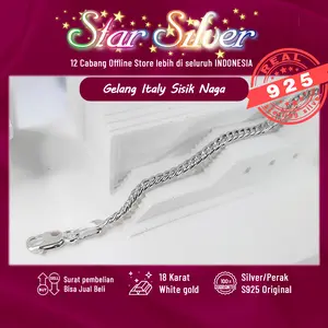 Gelang tangan Italy Sisik Naga kecil Star Silver Perak S9.25 Asli Anti menghitam dan Anti iritasi cocok untuk dipakai setiap hari