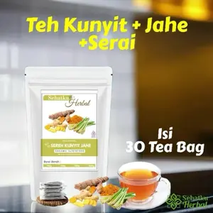 TEH KUNYIT JAHE SERAI with LEMONGRASS TEA Herbal Tea Isi 30 Teh Celup JSR Dr Zaidul Akbar