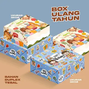 Box Nasi Ulang Tahun Anak (Isi 20 pcs) | Dus Nasi Ultah 18 x 18 | Kotak Nasi Happy Birthday | Ulang Tahun