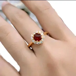 cincin lapis emas permata red rubi Titanium