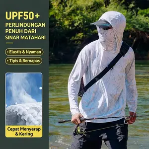 Baju Anti UV Pria – Ice Silk Adem, Pelindung Wajah untuk Aktivitas Outdoor & Memancing, Nyaman Sepanjang Hari