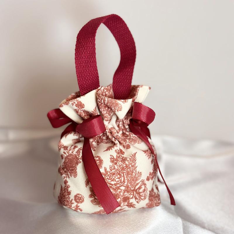 Product Introduction of 50pcs Peony Doorgift Pouch Bag Canvas Floral Gift Bag Flower Goodies Bag Kahwin Wedding Candy Bag 12