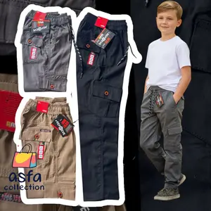 ASFA Collection Celana Cargo Panjang Anak Laki-laki Usia 8-15 Tahun Desain Multicolor Kualitas Terbaik Bahan Twill Melar Lembut Fitting Slimfit Full Chain Stitch Jam
