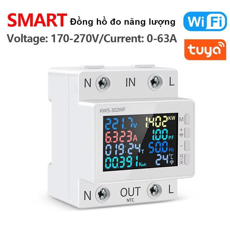 Đồng Hồ Đo Công Suất, KWS-302, 8in1, Vôn Kế Kỹ Thuật Số Ampe Kế, 170-270V / 63A, Màn Hình Hệ Số Công Suất Điện Áp, Đồng Hồ Đo Tần Số đồng hồ mạch đo, Tủ phân phối DIY, Phụ kiện tủ phân phối