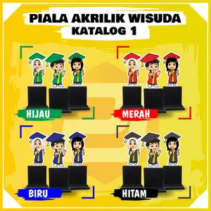PIALA AKRILIK WISUDA STIKER TEMPEL DEPAN MURAH TEBAL 2MM MINIMAL PEMBELIAN 4 PCS