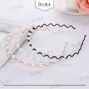 Bando Mutiara Besi Korea Headband Aksesoris Rambut Bando Fashion Pearl