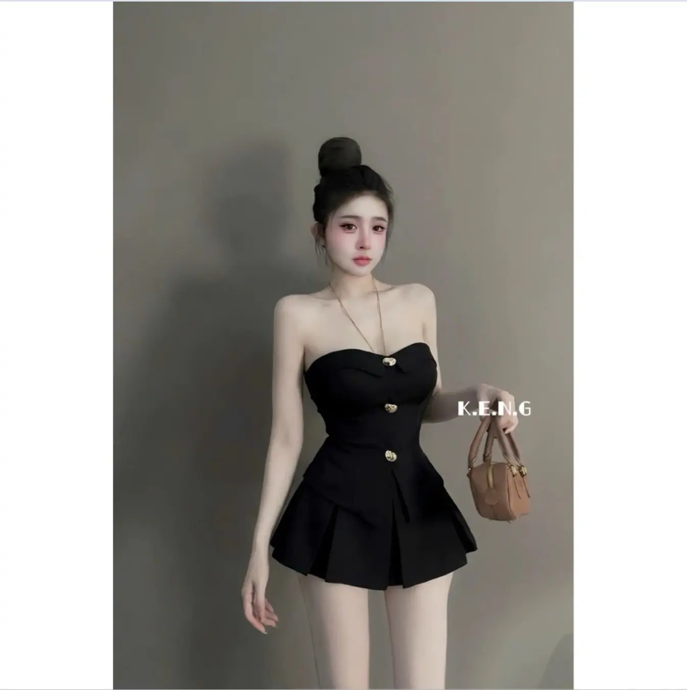 Set áo Kaki cúp ngực đính tang phối chân váy xoè xếp ly siêu đẹp | BigBuy360 - bigbuy360.vn Set áo Kaki cúp ngực đính tang phối chân váy xoè xếp ly siêu đẹp | BigBuy360 - bigbuy360.vn