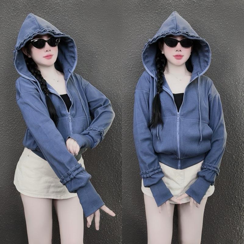 [Hot] Áo Khoác Thun Gân Viền Bèo Dày Dặn, Xinh Xắn, Nhiều Màu By Hangfinshop