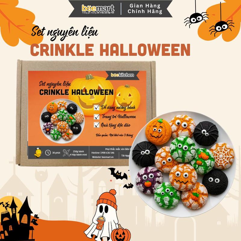 Set nguyên liệu làm Crinkle 3 vị (chocolate, trà xanh, RedVelvet), bánh quy phủ đường từ set nguyên liệu nhà Bee thành phẩm 10 chiếc Ăn vặt - Snack Food cookies  crinkles