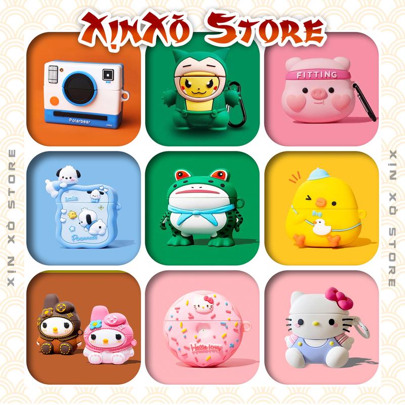  Vỏ ốp Airpod Case Airpod 2 3 4 Pro Pro 2 Silicon cao cấp có móc bảo vệ tai nghe - XỊN XÒ Store 