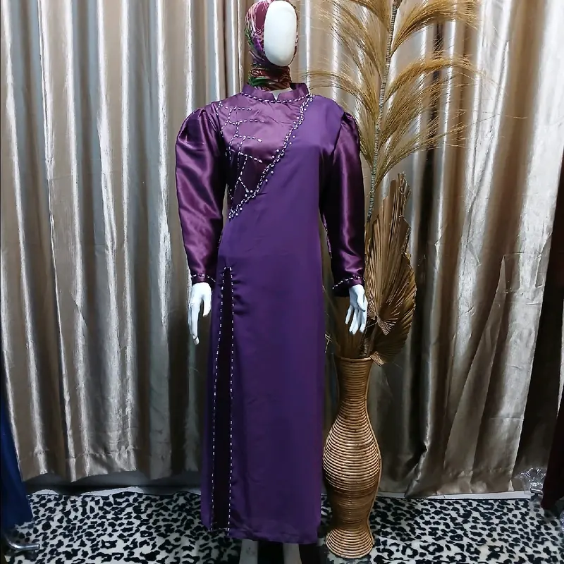 Clara Dress Payet Belah Samping Kondangan Bridesmaid Satin Roberto Cavalli Gaun Mewah Warna Burgundy Gamis Pesta Wanita 0
