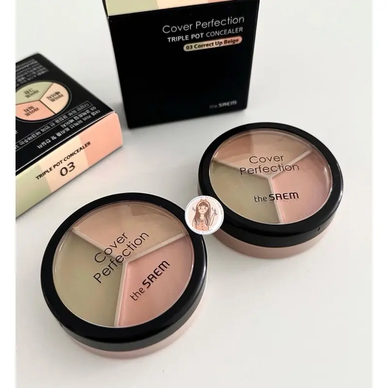 READY THE SAEM COVER PERFECTION TRIPLE POT CONCEALER + COLOR CORRECTOR 0