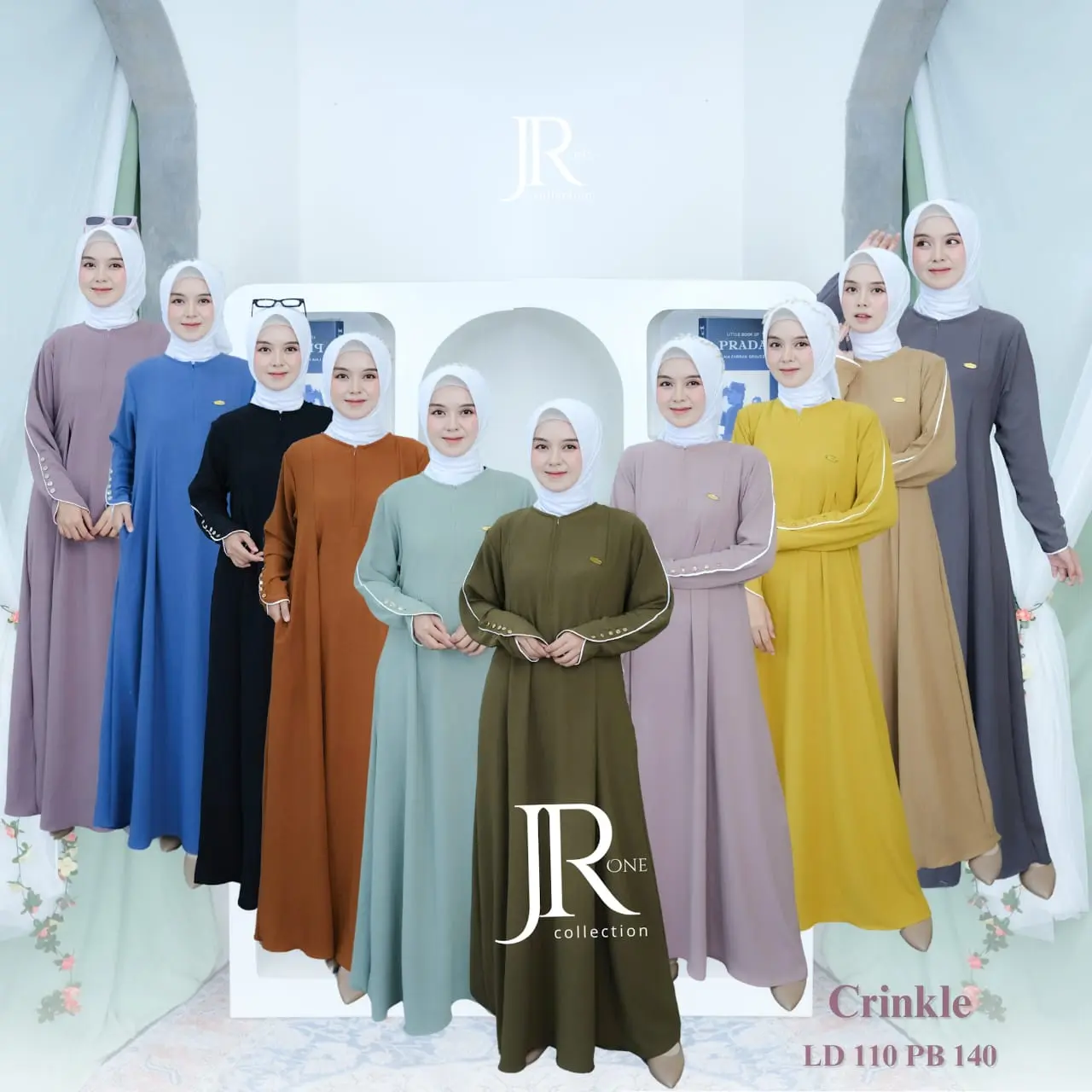 Dress Polos Gamis Polos Tangan Kancing Dress Kekinian Dress Cringkle Ori Amelia Fashion JR Collection