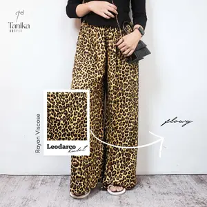 Kulot Jumbo Motif Leopard Rayon Viscose Celana Panjang Skena Kalcer Motif Hewan Macan Zebra Premium Higwaist Pants Jumbo Unisex