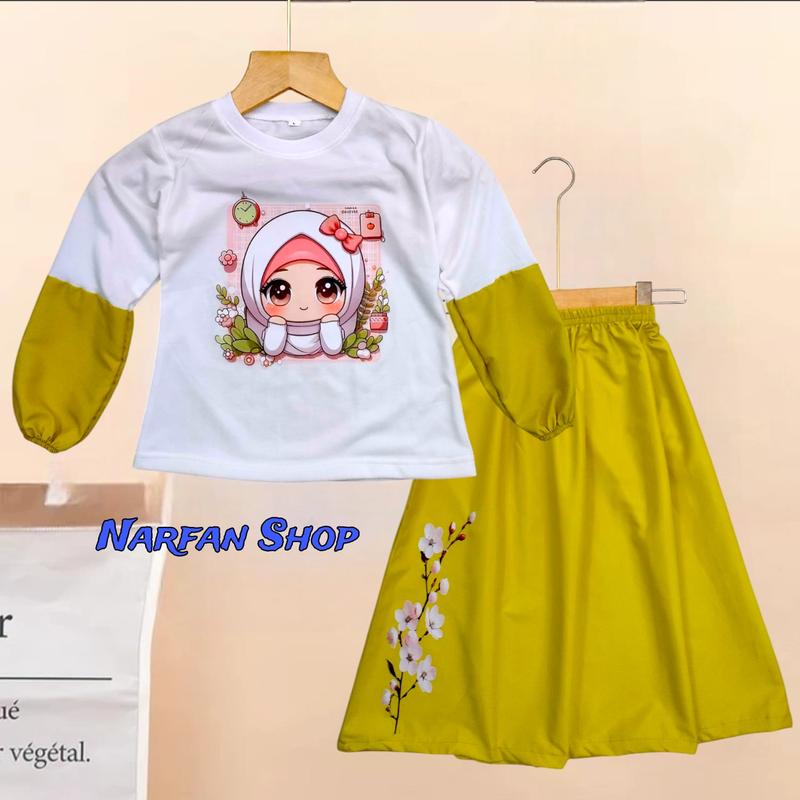 Setelan Rok Dan Baju Anak Perempuan Bahan Cringcel Buat Usia 3-12 Tahun 4