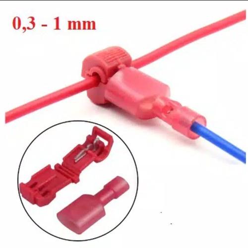 Kabel Jumper Konektor T MERAH 0.3-1mm2 Wire Connector Cable 0