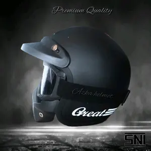 Helm Bogo Retro Goggle Mask Topeng Pet Pendek Helem motocross Pria Wanita Motorcycle