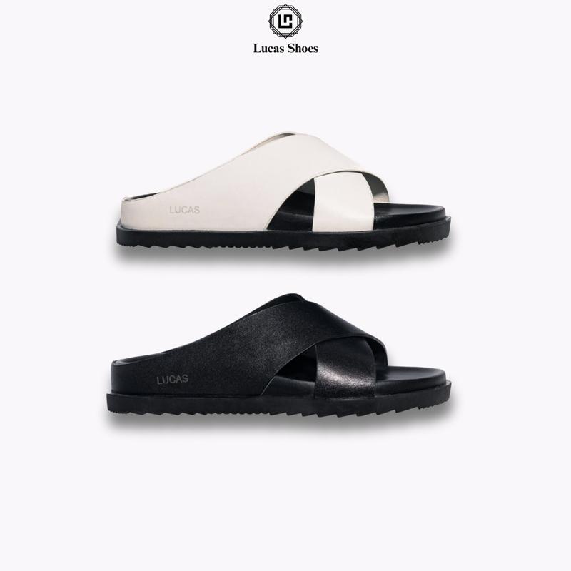 Dép Đi Biển Quai Chéo Nam Da Bò Lucas Lux Sandal, Đế Cao Răng Cưa Chống Trơn Trượt, Chống Hôi Chân