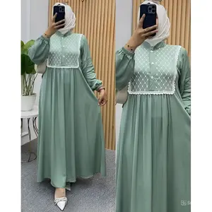 Gamis Muslim Wanita Dress Maxi Mewah Remaja Syari untuk Kondangan dan Pesta Lebaran - Crinkle Airflow