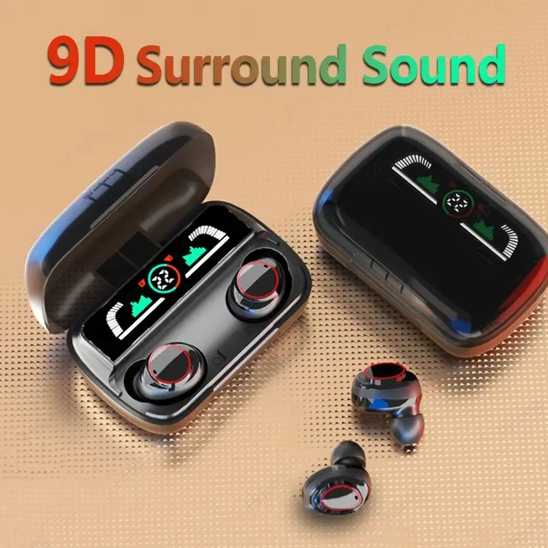 Wireless Bluetooth Headset with Charging Case - LED Digital Display - Sport Stereo Earbuds - In-Ear Headset