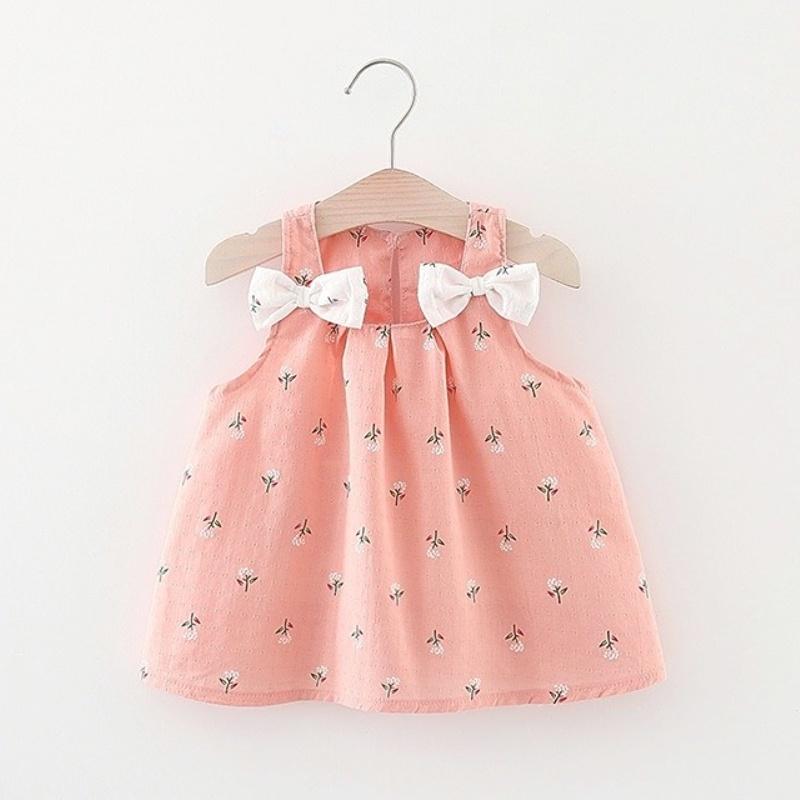 Product Introduction of Baby Dress Summer Cotton Flower Printed Bow Newborn Dress 11