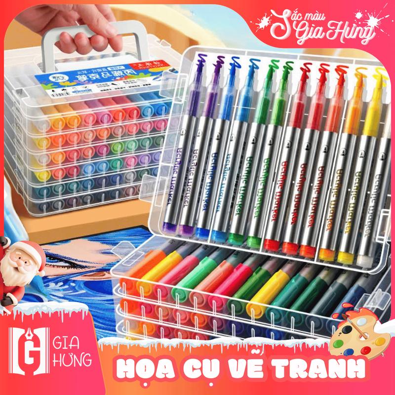 Hộp Bút Màu Acrylic 12 48 60 84 Màu Đầu Brush Hoa Gia Hưng Cao Cấp - Tươi Sáng Đa Dạng Cao Cấp