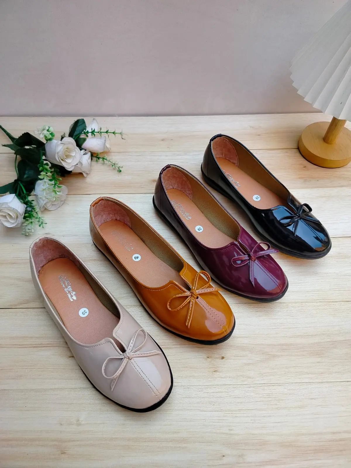 Flatshoes Wanita Glossy Princess / Sepatu Flat Wanita Motif Pita