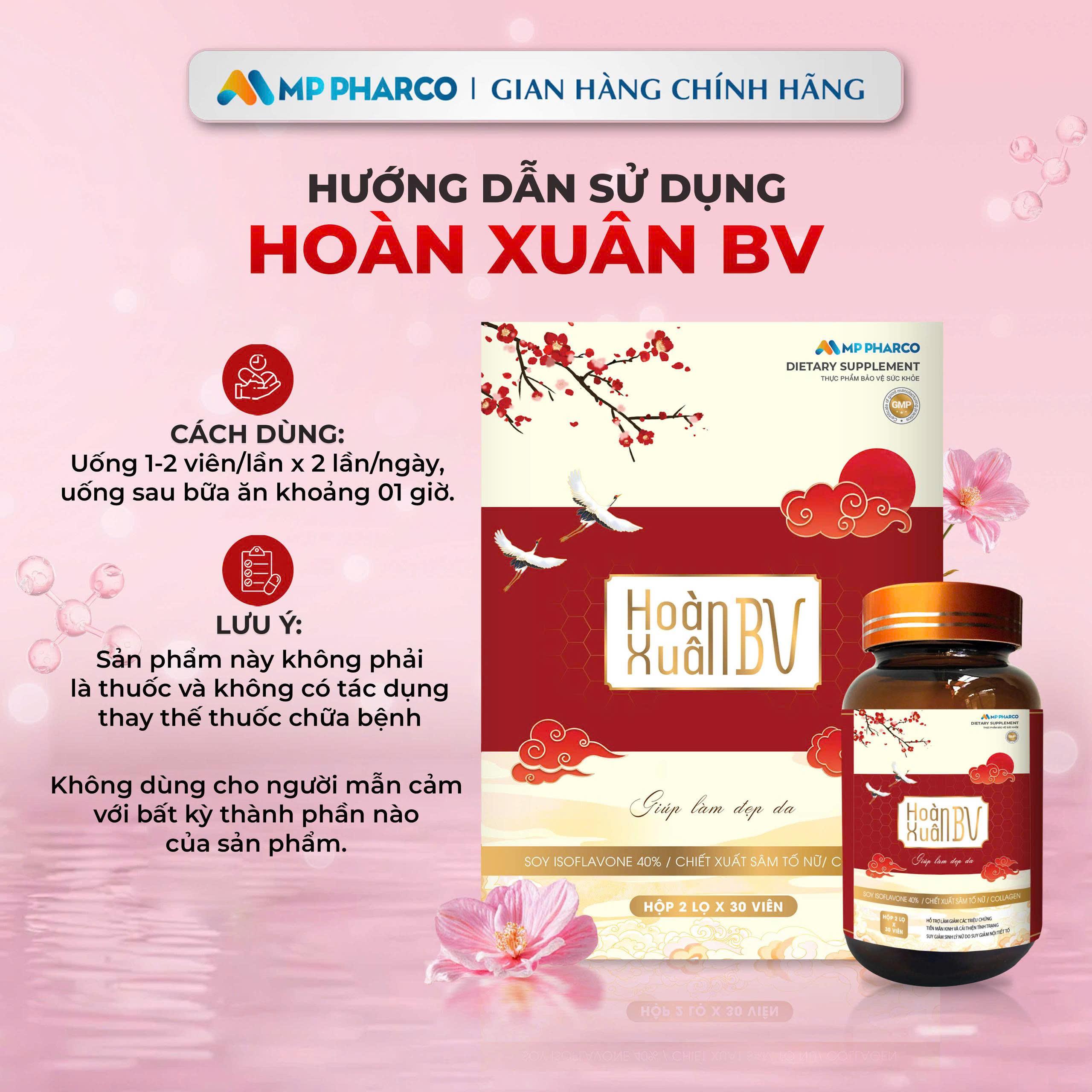 TPBVSK Hoàn Xuân BV Hỗ trợ làm sáng da ,hỗ trợ chăm sóc sắc đẹp toàn diện -Hộp 60 viên(MP02 )