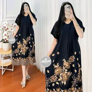 Dressella | dress chiby rayon premium trending all size busui resleting depan tali belakang anggun bahan adem nyaman Midi baju santai