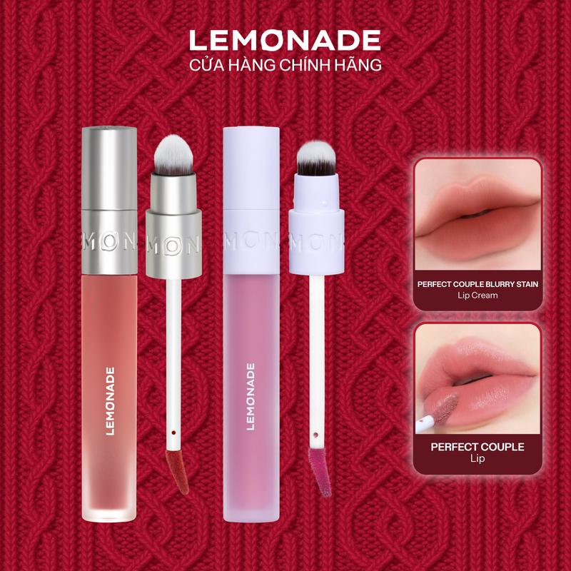  Combo 01 Son bùn ẩm mờ mịn lâu trôi Lemonade Perfect Couple Blurry Stain Lip Cream 3.5g và 01 Son kem mịn lì thuần chay Lemonade Perfect Couple 3.5g 